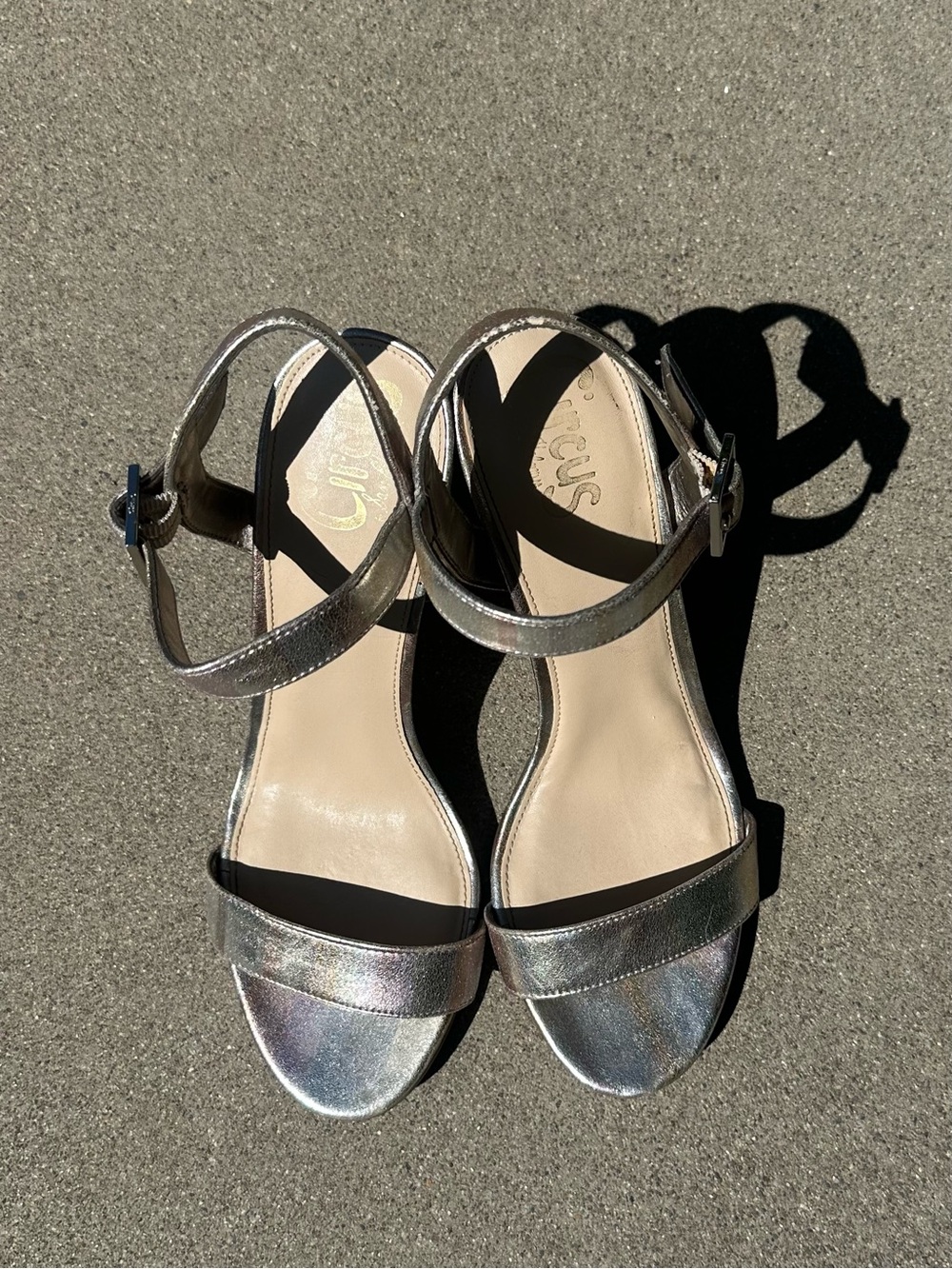 Silver metallic heels